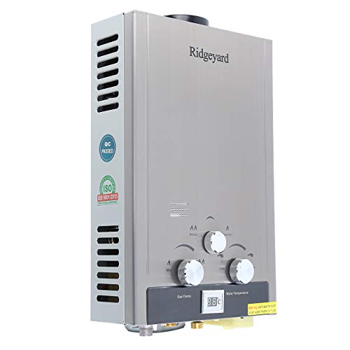 Ridgeyard 8L 2 GPM Gas Natural Instantáneo Calentador de agua doméstico Baño Ducha Caldera Acero inoxidable