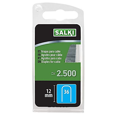 Salki 86803614 Blister de 1000uds nº 36 de 14mm de Longitud de Pata. Grapa Especial para Cable, Metal, L