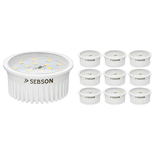 SEBSON 10x LED Bombilla 5W para Foco Empotrable, ultra plano ø50x26mm, Blanco Cálido 3000K, 400lm, 230V, Reemplaza la Bombilla GU10 MR16, LED Modulo