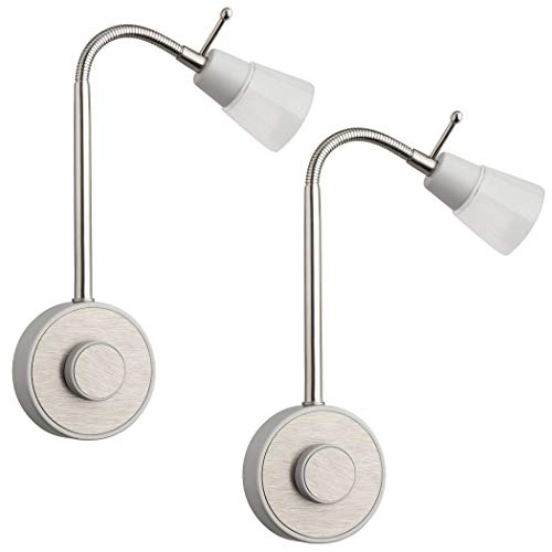 SEBSON® 2x Lámpara enchufe LED regulable, Luz enchufe nocturna 2W, Luz Lectura Pared flexible