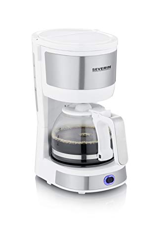 Severin KA 4809 - Cafetera de filtro compacta, 750 W, 500 ml, acero inoxidable, Cepillado/Blanco