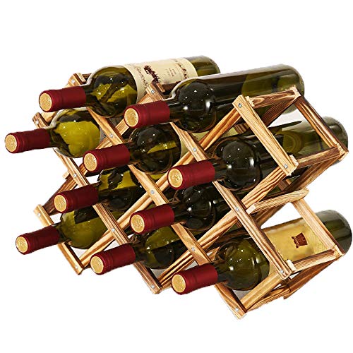 Soporte para Botellero de Madera Plegable, Organizador de Almacenamiento de Vino, Almacenamiento de Botelleros para Exhibición de Vinos, Barra de Bar, Cerveza, Cocina Casera (10 Botellas)