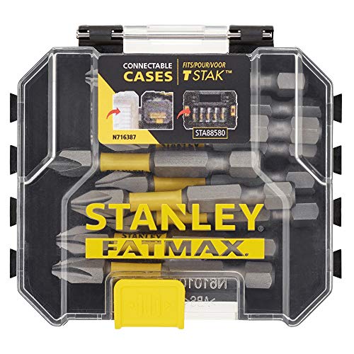 STANLEY STA88573-XJ Caja de Almacenamiento de 10 Puntas Sueltas de Impacto PH2 FATMAX, de 50mm