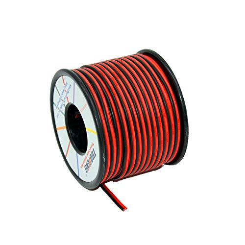 TUOFENG 20 AWG Cable eléctrico 60 metros [Negro 30 m Rojo 30 m] Cable flexible de silicona 2 Conductor Línea de cable paralelo Alambre de cobre estañado
