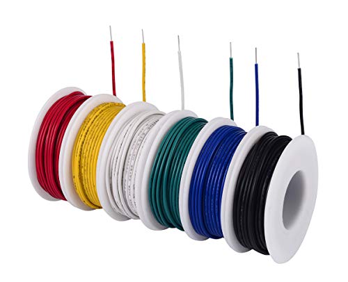 TUOFENG Kit de cable sólido, cable sólido de 24 awg (6 carretes de 9 metros de diferentes colores) Cable de puente de enganche de calibre 24 Kit de cable
