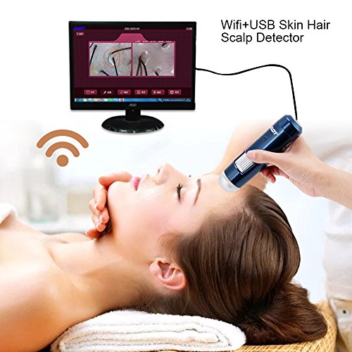 USB de la piel 5-200X inalámbrica Wifi + Detector de pelo del cuero cabelludo microscopio digital de la piel de la cámara del analizador 200MP (UE)(EU)