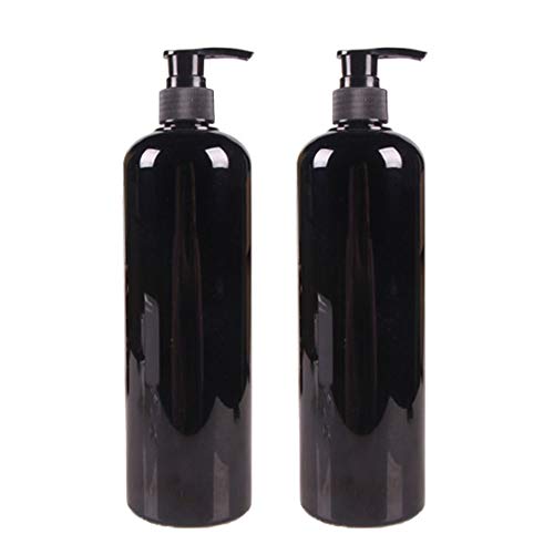 WDDLU Botellas Vacías de Gran Capacidad 500ml Dispensador de Champú y Acondicionador Recargables Loción Vacía Bomba de Líquido Botella 500ml Botellas de Bomba Recargables Negro (2 Piezas)