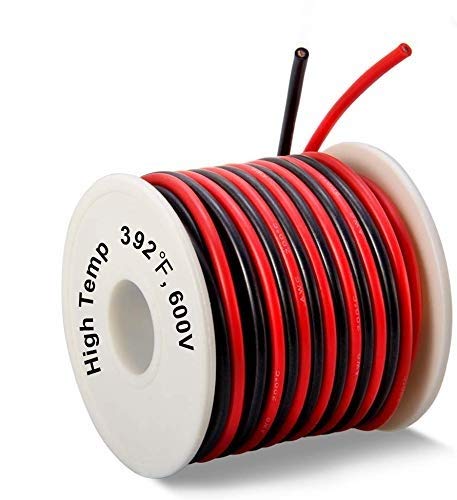 WOWOSS Cable de 16AWG Cable de Silicona Súper Suave, Cable Electrico Flexible 10 m Negro y 10 m Rojo