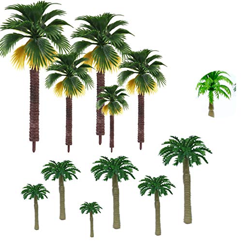 Xumier - 27 piezas de palmas de coco, modelo Alberi/Cake Topper de plástico con palmas de coco, miniatura, bonsái, artesanía, palmas de coco, modelo Mini Landscape para maceta, paisaje, decoración DIY