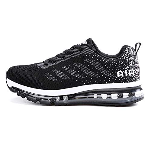 Zapatillas de Deportes Hombre Mujer Zapatos Deportivos Aire Libre para Correr Calzado Sneakers Gimnasio Casual Black White 41 EU