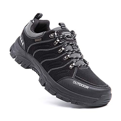 Zapatillas Trekking Hombre Antideslizantes Zapatos de Senderismo Transpirable Botas Montaña Bajas al Aire Libre 2 Negro Talla 43 EU