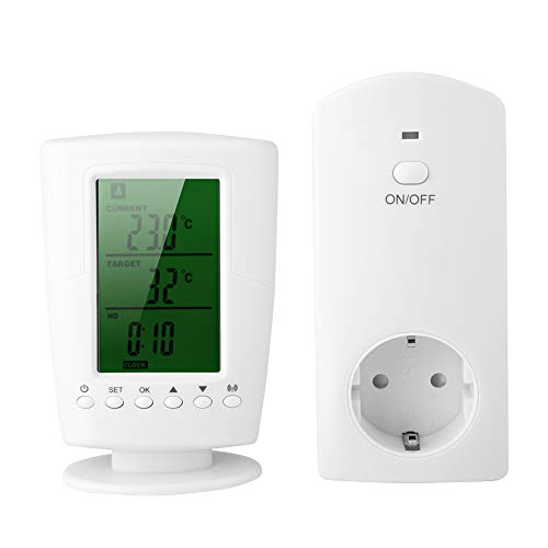 Zerone Toma para interruptor del temporizador del termostato inalámbrico, regulador de temperatura inalámbrico programable para la toma de la temperatura (EU)