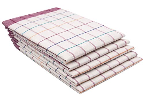 ZOLLNER 5 Trapos de Cocina de algodón, a Cuadros rojizos y de Colores, 50x70 cm