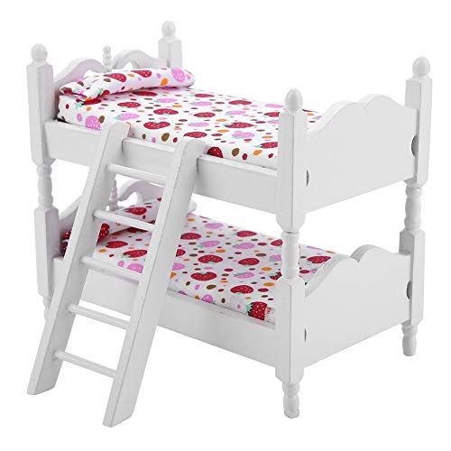 1:12 Muebles de Casa de Muñecas Mini Literas para Niños Modelo de Dormitorio Juguetes de Madera Decoración Colorida de La Sala de Estar