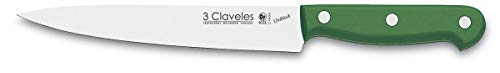 3 Claveles Cuchillo Filetear Uniblock de 17 cm, Acero Inoxidable, Verde, 24.5x5x2 cm