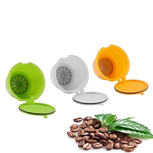 AEUWIER Cápsula de café Recargable Reutilizable, 3 cápsulas Coloridas de café Dolce Gusto, Tazas de Filtro de café sin BPA para Dolce Gusto