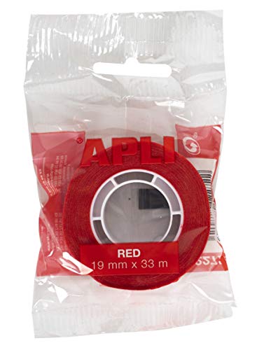 APLI 12272 - Cinta adhesiva roja (19 mm x 33 m)