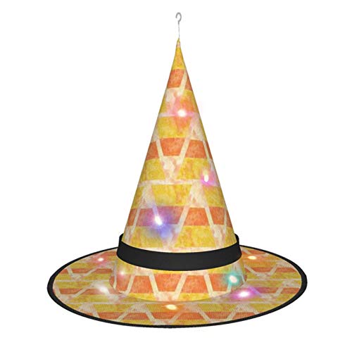 asdew987 Halloween Candy Corn Tri Witch Hat String Lights LED Luces colgantes con 3 modos de iluminación superficial Sombreros brillantes para decoración de Halloween en interiores y exteriores