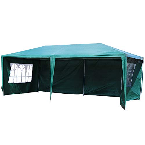 Ausla Carpa de Fiesta Plegable 3 x 6 M, Pabellón de PE Resistente a los Rayos UV, para para Fiestas, Boda, Camping, Verde