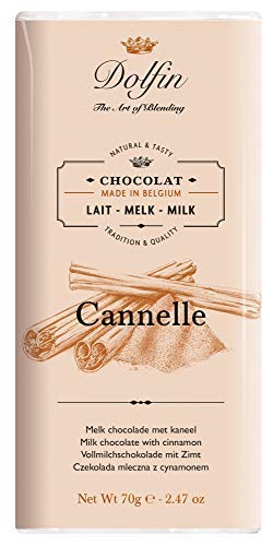 Barra de chocolate con leche y canela 38% Dolfin fabricada en Bélgica - 1 x 70 gramos