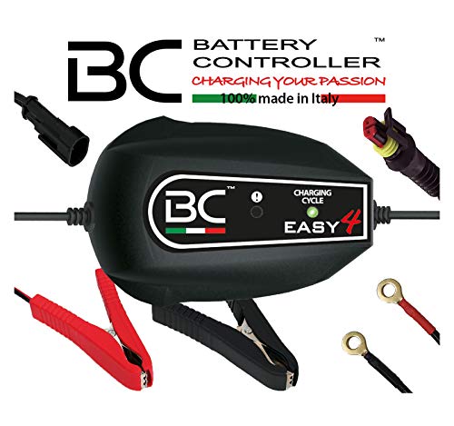 BC Battery Controller BC EASY 4, Cargador de baterías y Mantenedor Inteligente, 4 Ciclos de Carga para todas las Baterías de Coche y Moto 12V de Plomo-Ácido, 1 Amp