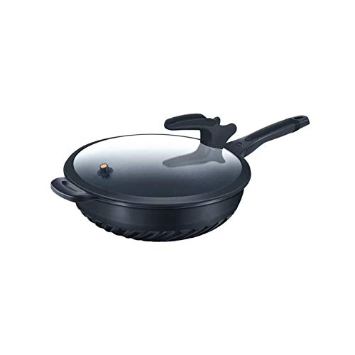Bdesign Hogar sin palo Wok Sartén con tapa, sartén para freír doméstico PAN sin humo Cocina Utensilios de cocina Wok Tapa (Size : 28cm)