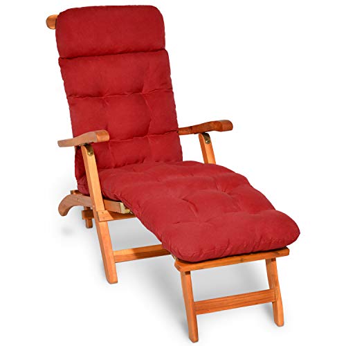 Beautissu Flair DC Cojín- colchoneta para Tumbona reclinable 200x50x8 cm con Relleno de gomaespuma - Diversos Colores (Rojo)