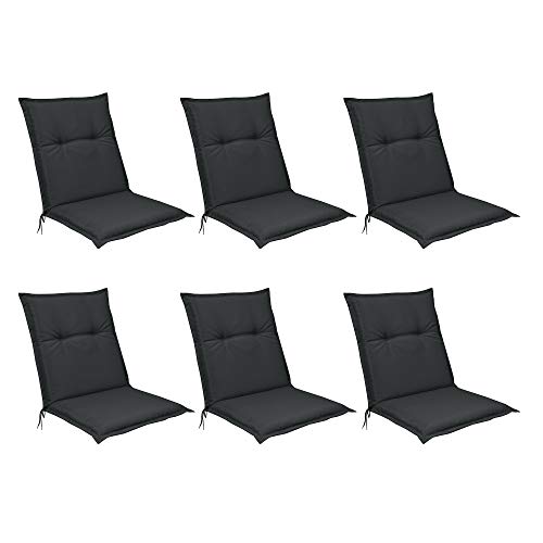 Beautissu Set de 6 Cojines para sillas de Exterior, tumbonas, mecedoras o Asientos con Respaldo bajo Base NL 100x50x6 Placas compactas de gomaespuma - Gris Grafito