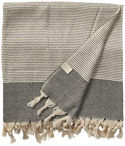 Bersuse Manta 100% algodón Hierápolis XL Toalla turca, 152 x 224 cm, Color Negro