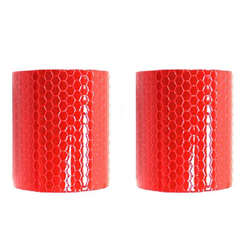 BigTron Cinta adhesiva reflectante de alta calidad, 2 rollos, 5 cm x 3 m, color rojo