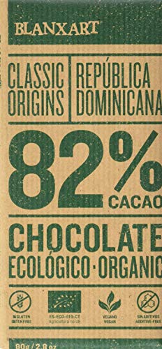 Blanxart Tableta de Chocolate Negro Ecológico - República Dominicana 82% Cacao 1 Unidad 80 g