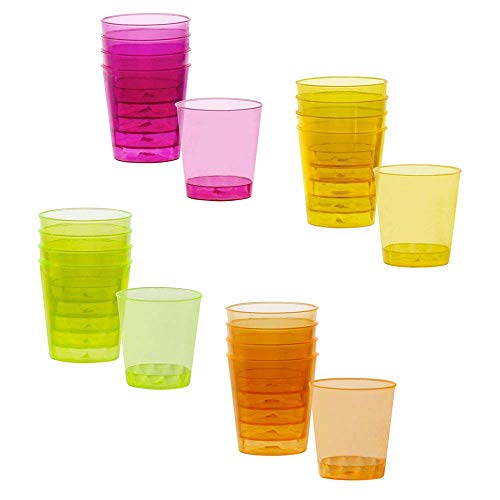 Boland-BOL31055 Juego vasos de chupito de plástico (4 colores, 20 piezas), multicolor, Talla única (Ciao Srl BOL31055)