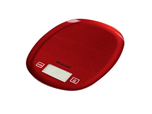 BRANDT BCCURVEXR Báscula electrónica de Cocina Rojo - Báscula de Cocina (Báscula electrónica de Cocina, 5 kg, 1 g, Rojo, Acero Inoxidable, Botones)