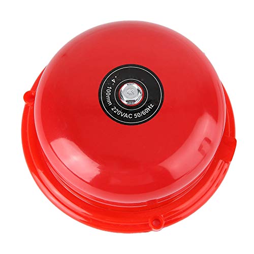 Campana de alarma industrial de 100 dB, campana eléctrica de 100 dB, 4 pulgadas, campana eléctrica con percusión interna de acero inoxidable para alarma de incendio, emergencia (220 V)