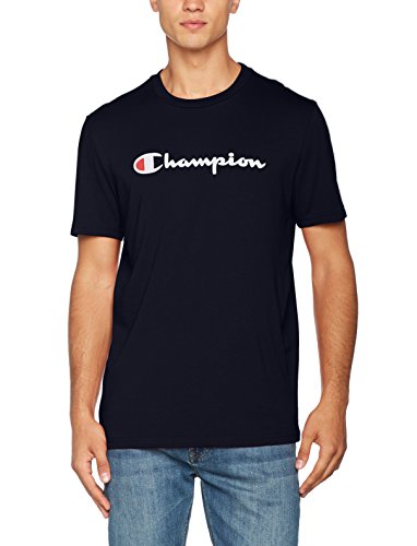 Champion Hombre - Camiseta Classic Logo - Azul, M