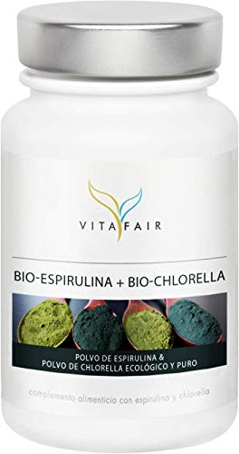 Chlorella & Spirulina orgánica y ecológica - 3300mg por porción - 180 cápsulas - 100% puro - Vegano - Máxima biodisponibilidad - Calidad Alemana