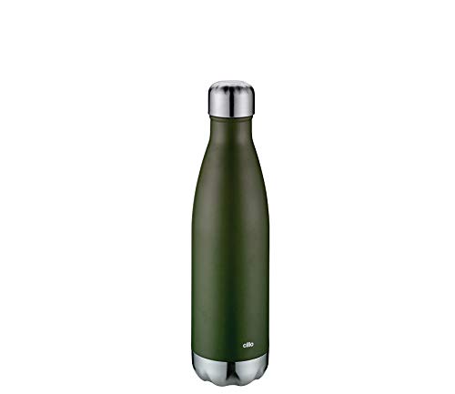 Cilio Isolierflasche Elegante Botella Aislante, Acero Inoxidable, Verde Oscuro Opaco, 500 ml