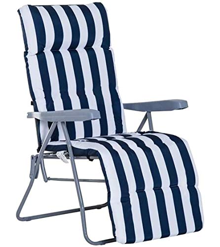 Cisne 2013, S.L. Cojín para Silla con Respaldo Alto, Cojín para Tumbona. Almohadilla Antideslizante para sillón Plegable (180 x 50 x 5cm) (Silla no incluida) (Azul)