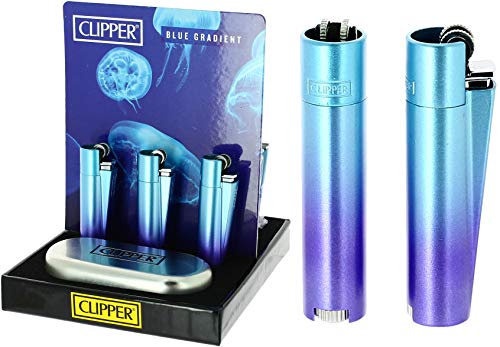 Clipper metal Flint - blue Gradient. Mechero Clipper Acero color azul multi.