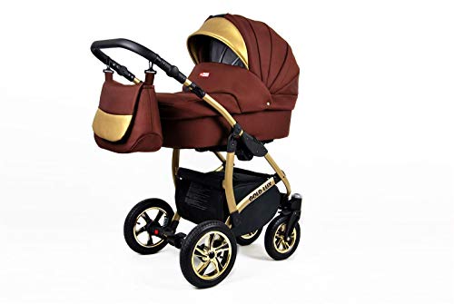Cochecito de bebe 3 en 1 2 en 1 Trio Isofix silla de paseo Gold-Deluxe by SaintBaby Chocolate 3in1 con Silla de coche