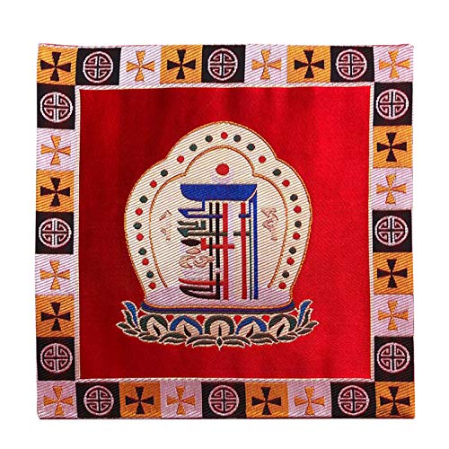 Cojín cuadrado pequeño para cuenco de meditación budista tibetano cantante Buda herramientas budista buda tibetano budista antideslizante pequeño cojín cuadrado con tela de Tantra W4350 (rojo)