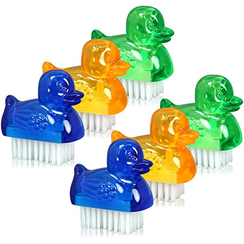 com-four® Mini cepillos de Lavado de Manos 6X en diseño de Pato - Cepillo de uñas para Limpieza de Manos y uñas