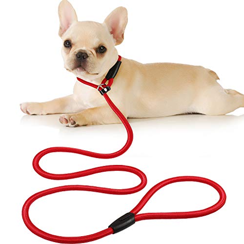 Cuerda de Correa Ajustable de Nylon de Plomo de Perro Correa de Entrenamiento de Mascotas Cuerda de Collar de antideslizantepara Caminar Entrenamiento Mascotas 1,5 m (Rojo)