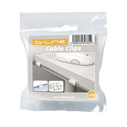 D-Line CTCLIP20PK | Clips para organizar cables - Paquete de 20, Blanco