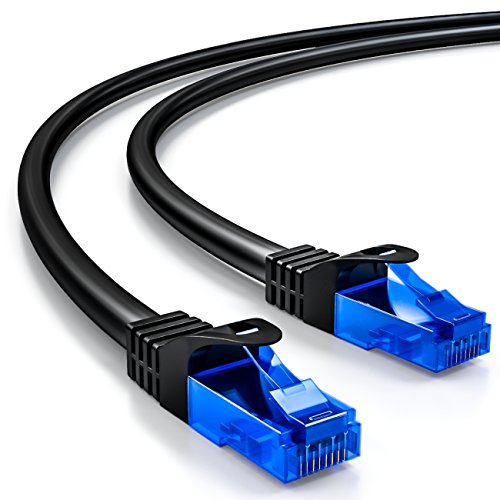 deleyCON 15m Cat.6 Ethernet Gigabit LAN Cable de Red RJ45 CAT6 Cable de Conexión U/UTP Compatible con Cat.5 Cat.5e Cat.6a Cat.7 - Negro