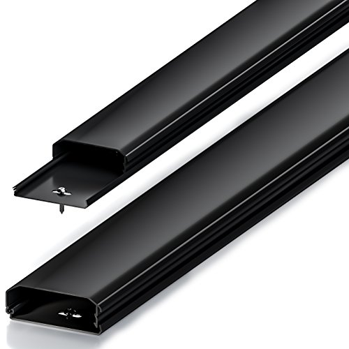 deleyCON Canaleta Universal para Colocar Cables y Líneas PVC de Primera Longitud de 100cm Ancho de 6cm Altura de 2cm - Negro