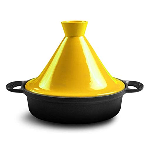Diaod Cacerola esmaltada, Olla de Hierro Fundido sartén Antiadherente Horno Sopa de Cocina de inducción Universal (Color : Yellow)