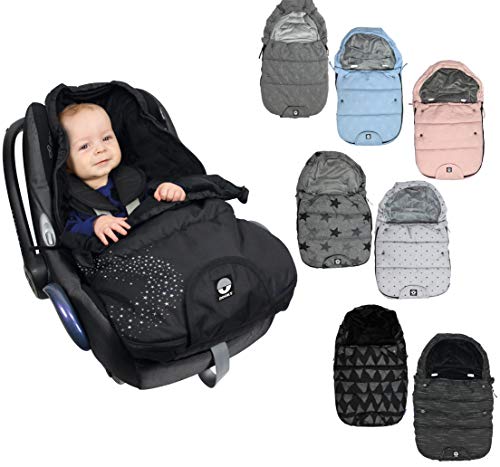 DOOKY - Saco de dormir para bebé, cinturón de 3 y 5 puntos, por ejemplo, para sillita, silla de coche, cochecito, etc. en 2 tamaños (0-9 meses), color negro