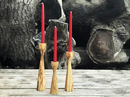 Egedeneve Candelabro de madera de olivo, candelabros hechos a mano, Portavelas de madera, Portavelas Decorativos
