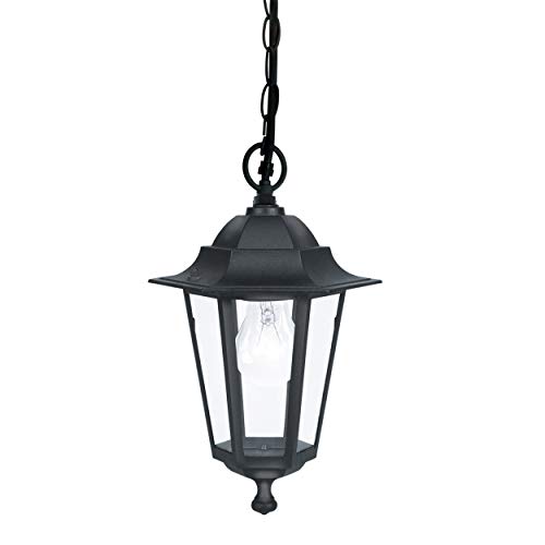 EGLO Lámpara Colgante Linterna 4 E27, 60 W, Negro, 3 x 20.5 x 40 cm